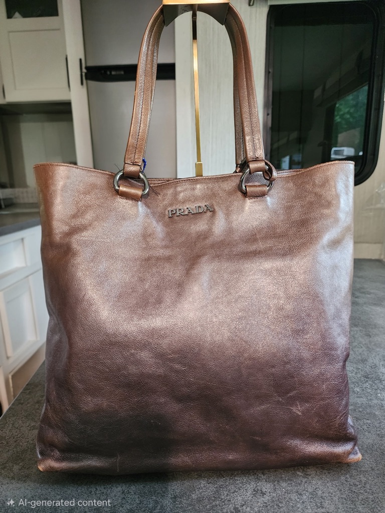 Prada Ombr Brown Leather Tote With Double Shoulder Straps